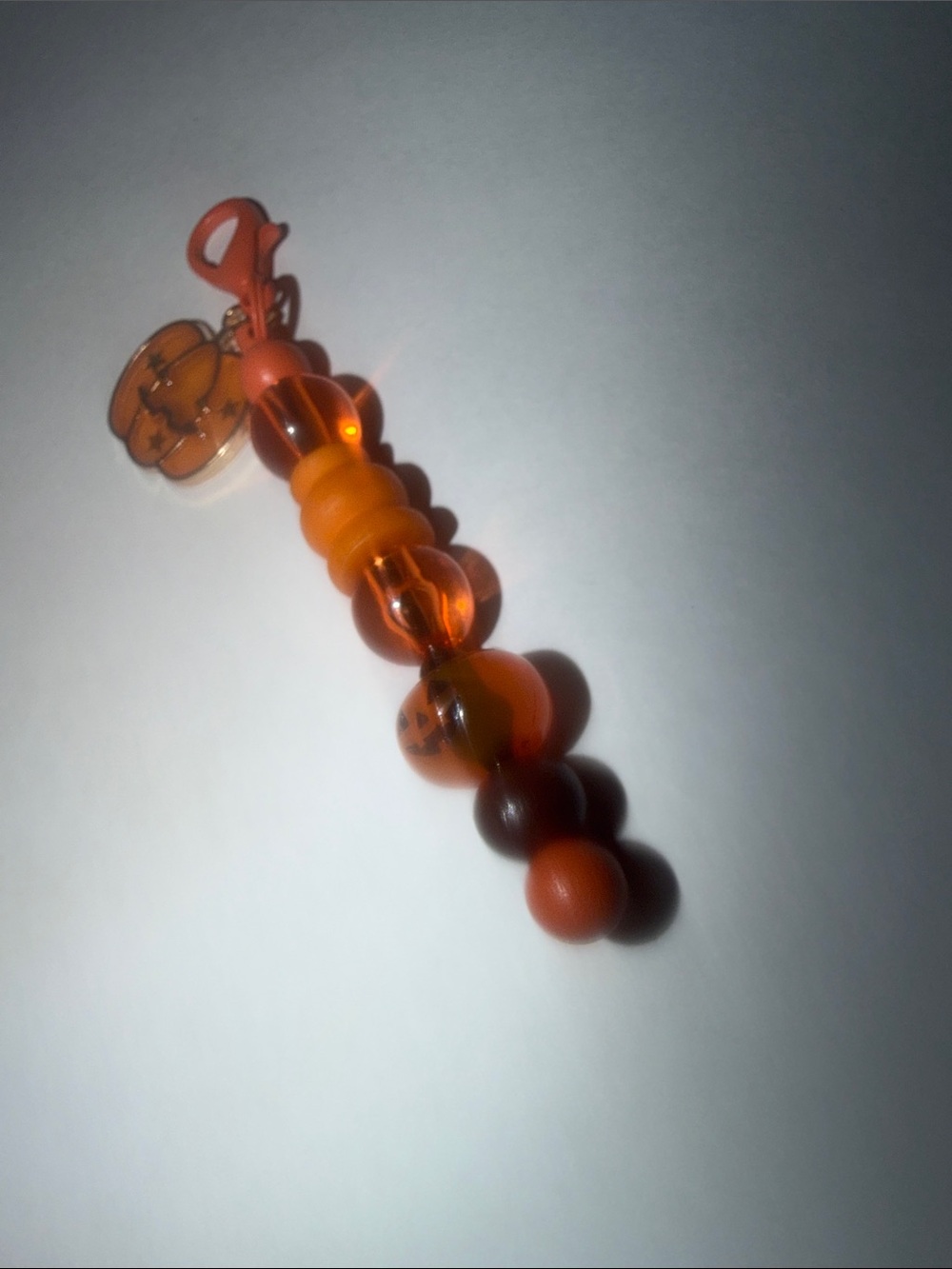 Orange Beaded Pumpkin Charm Key & Card Holder Accessory